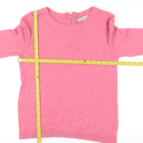 Amaryllis Women Pink Crew Neck Pullover Jumper L 3/4 Sleeve