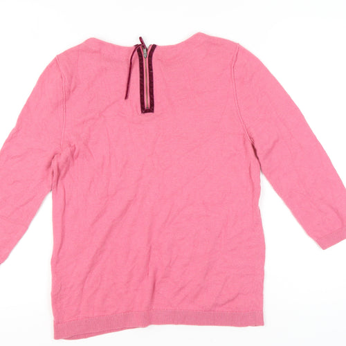 Amaryllis Women Pink Crew Neck Pullover Jumper L 3/4 Sleeve