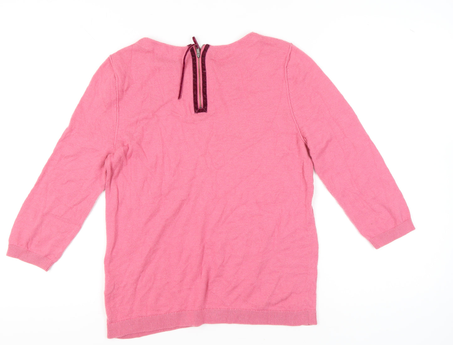 Amaryllis Women Pink Crew Neck Pullover Jumper L 3/4 Sleeve