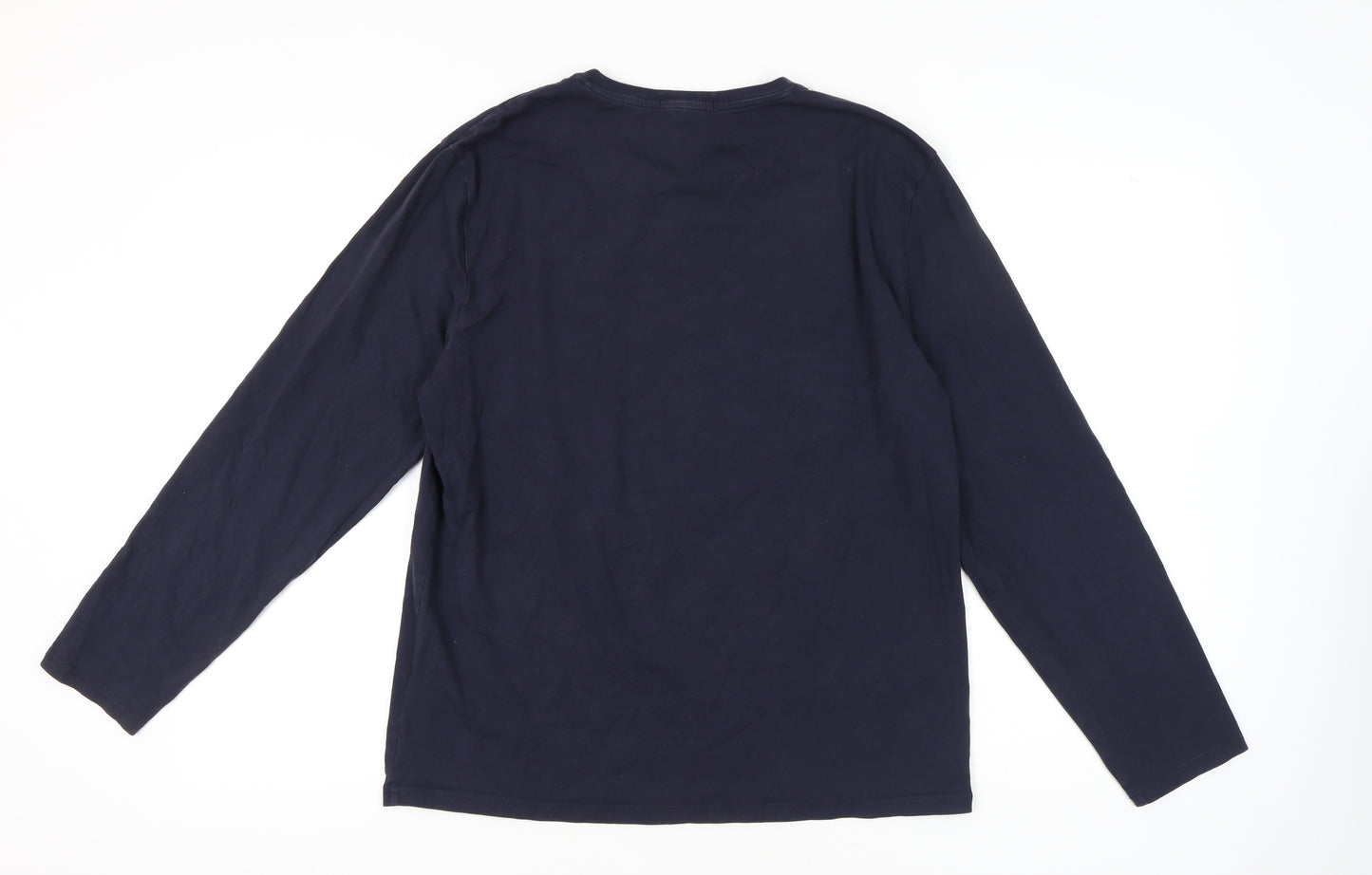 Calvin Klein Jeans Men's Blue XL Slim Fit Logo Long Sleeve T-Shirt