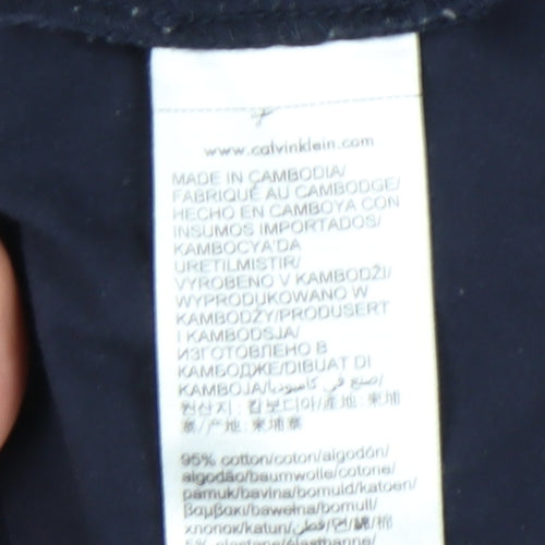 Calvin Klein Jeans Men's Blue XL Slim Fit Logo Long Sleeve T-Shirt