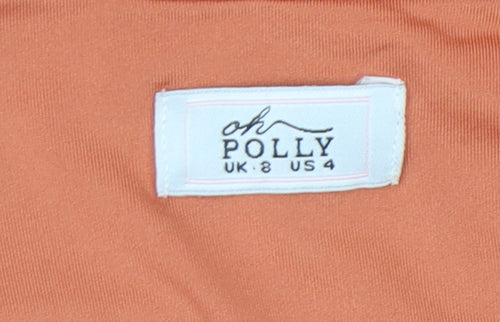 Oh Polly Women’s Orange Strapless Ruched Bodycon Mini Dress Size 8