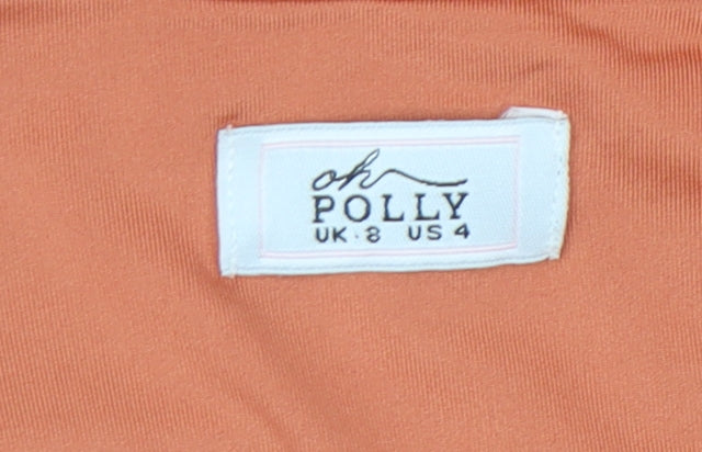 Oh Polly Women’s Orange Strapless Ruched Bodycon Mini Dress Size 8