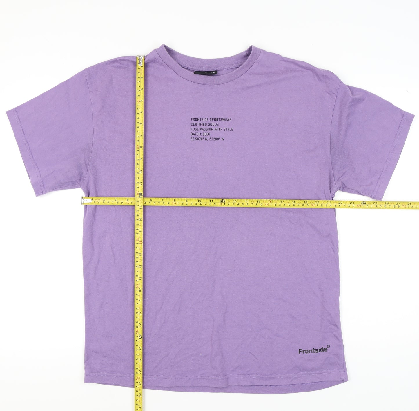 Frontside Men’s Purple XL Crew Neck Short Sleeve Cotton T-Shirt
