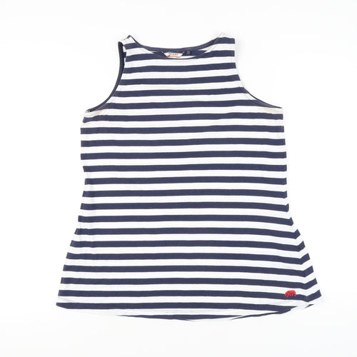 SoulCal & Co Women’s Blue White Striped Tank Top UK 8 Cotton Nautical