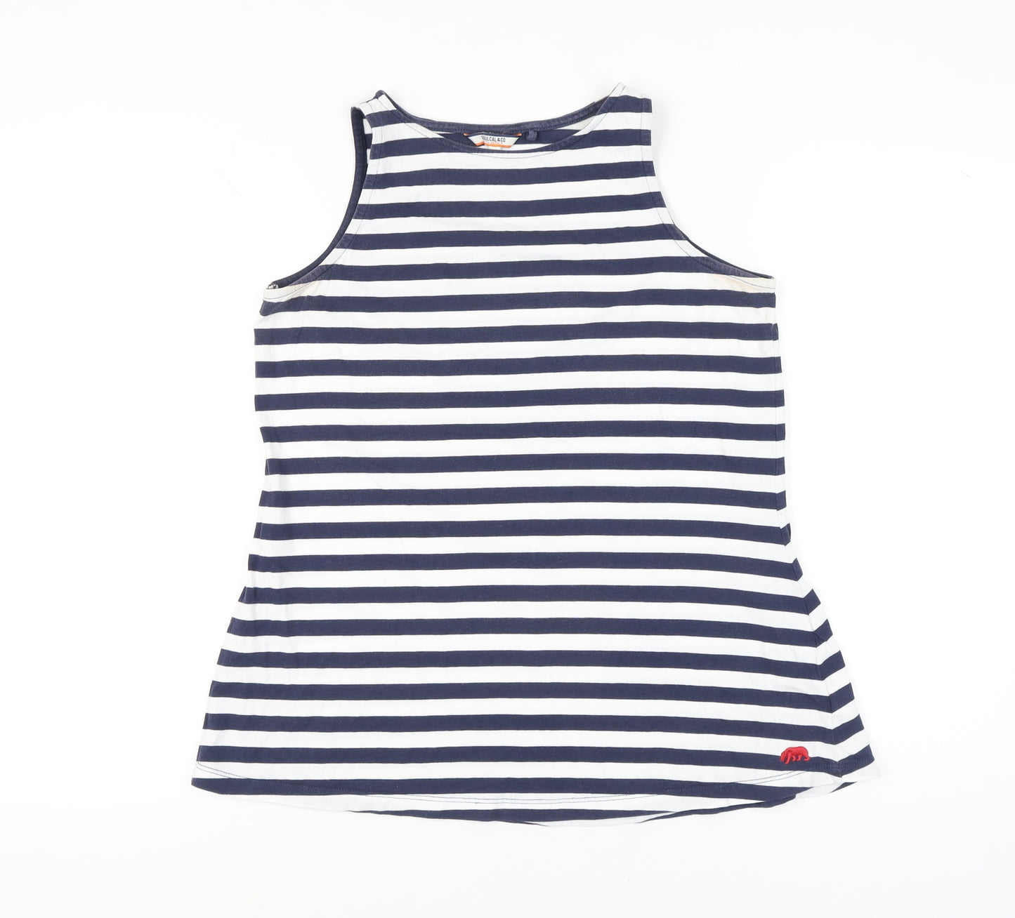 SoulCal & Co Women’s Blue White Striped Tank Top UK 8 Cotton Nautical