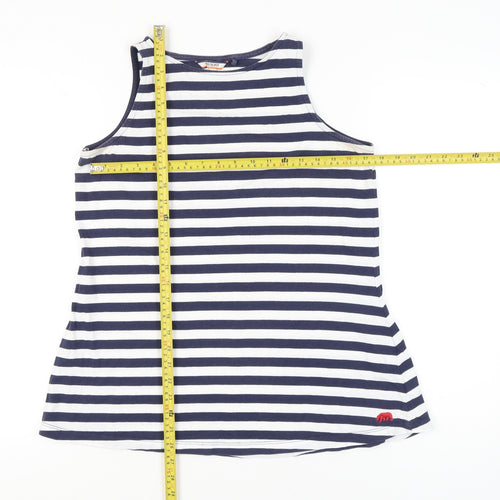 SoulCal & Co Women’s Blue White Striped Tank Top UK 8 Cotton Nautical
