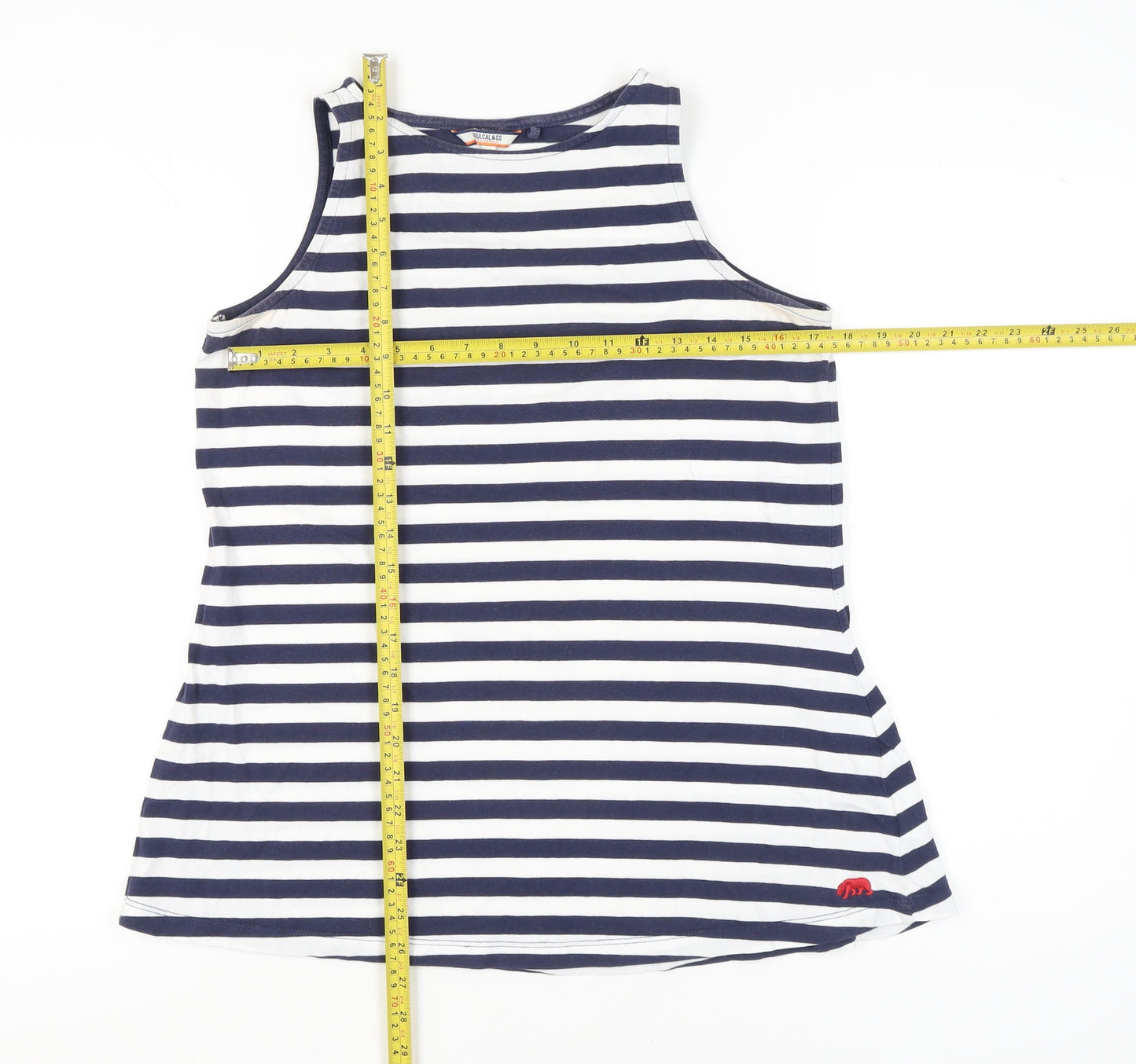 SoulCal & Co Women’s Blue White Striped Tank Top UK 8 Cotton Nautical
