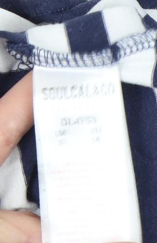 SoulCal & Co Women’s Blue White Striped Tank Top UK 8 Cotton Nautical