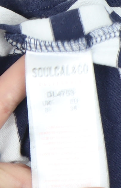 SoulCal & Co Women’s Blue White Striped Tank Top UK 8 Cotton Nautical