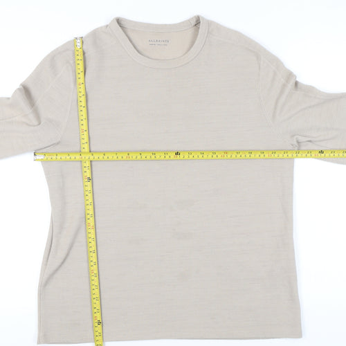 AllSaints Mens Beige Medium Pullover Jumper Crew Neck Knit