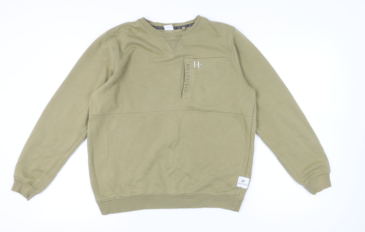 Holyfield Boys Green Pullover Sweatshirt 14-16Y Regular Fit Crew Neck