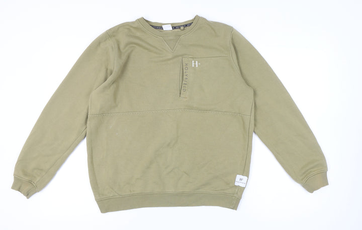 Holyfield Boys Green Pullover Sweatshirt 14-16Y Regular Fit Crew Neck