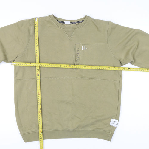Holyfield Boys Green Pullover Sweatshirt 14-16Y Regular Fit Crew Neck