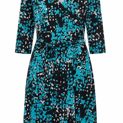 Next Women’s Black Blue Wrap Dress Size 12 Geometric Print