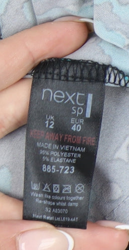 Next Women’s Black Blue Wrap Dress Size 12 Geometric Print