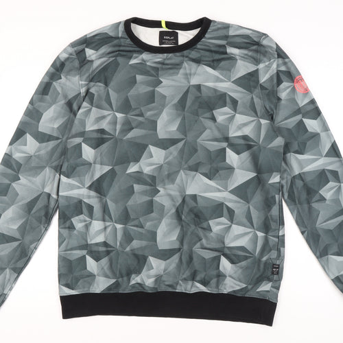 Replay Mens Grey Graphic Geometric Pullover Sweatshirt 2XL