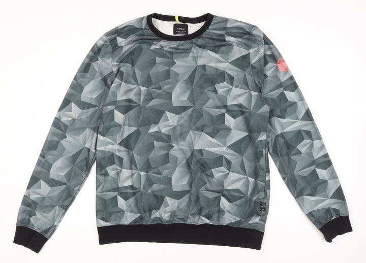 Replay Mens Grey Graphic Geometric Pullover Sweatshirt 2XL