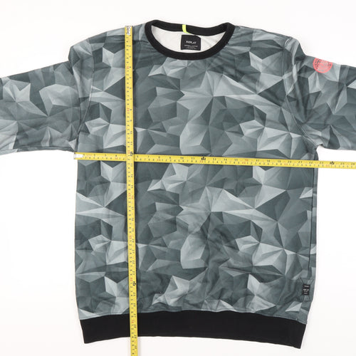 Replay Mens Grey Graphic Geometric Pullover Sweatshirt 2XL