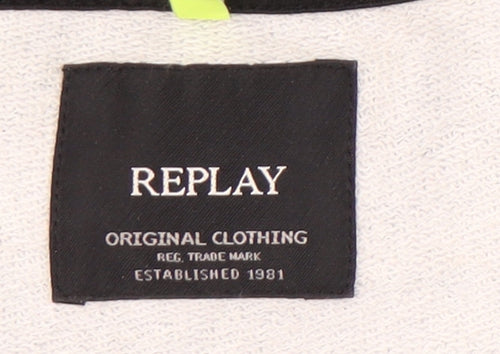 Replay Mens Grey Graphic Geometric Pullover Sweatshirt 2XL