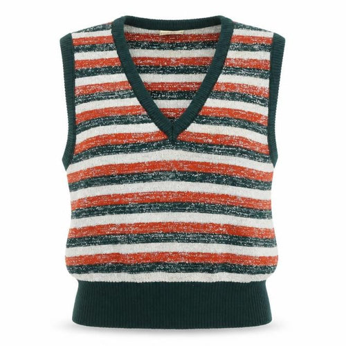 Rotring Women's Multicoloured Striped Knit Vest XL V-Neck Retro