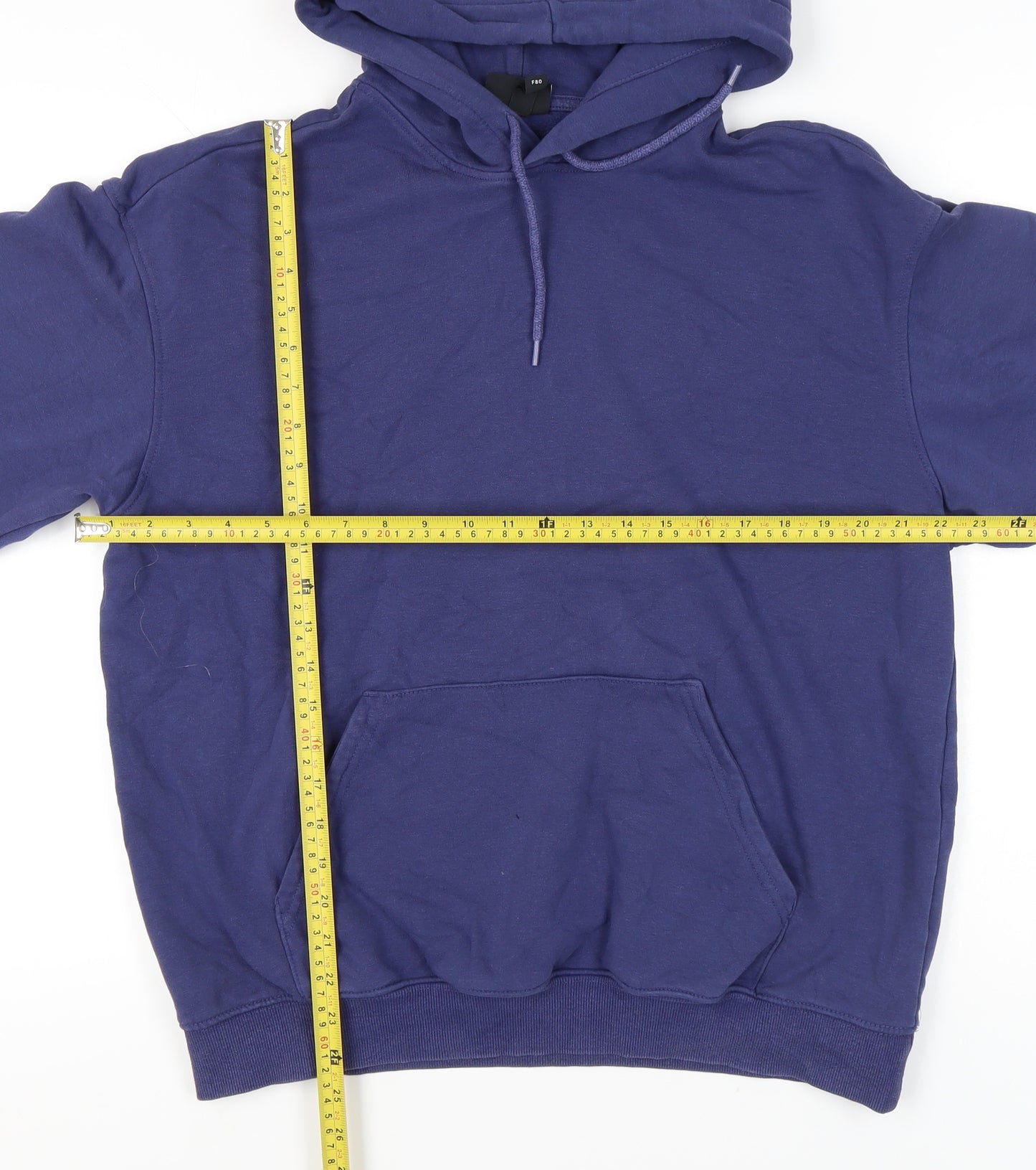 H&M Men’s Blue Pullover Hoodie M Relaxed Fit Long Sleeve Cotton Blend