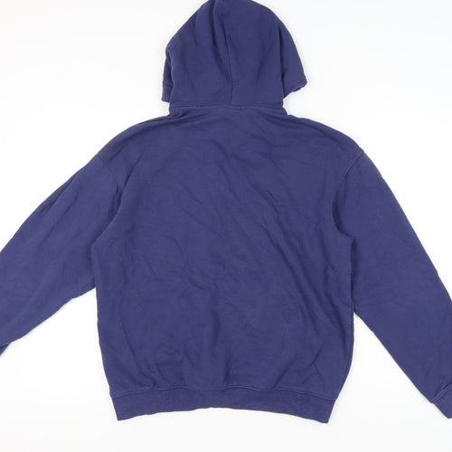 H&M Men’s Blue Pullover Hoodie M Relaxed Fit Long Sleeve Cotton Blend