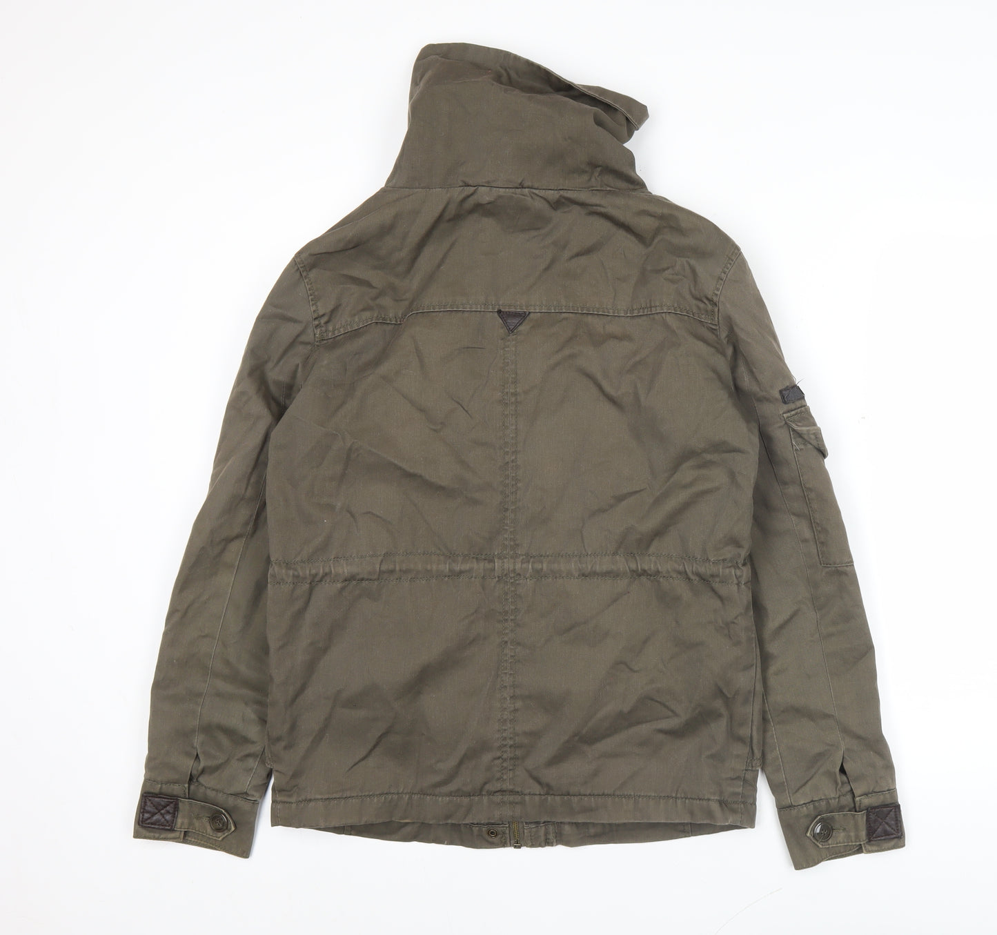 Crafted Womens Green Military Jacket Size 8 Cotton Mid-Length