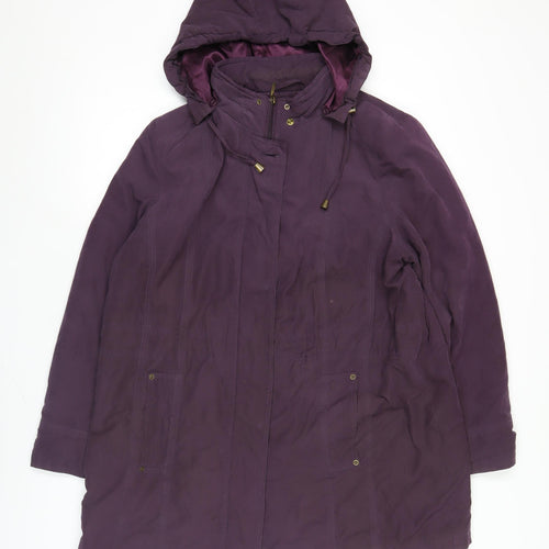 Bm Womens Purple Parka Coat Hooded Mid-Length Size M