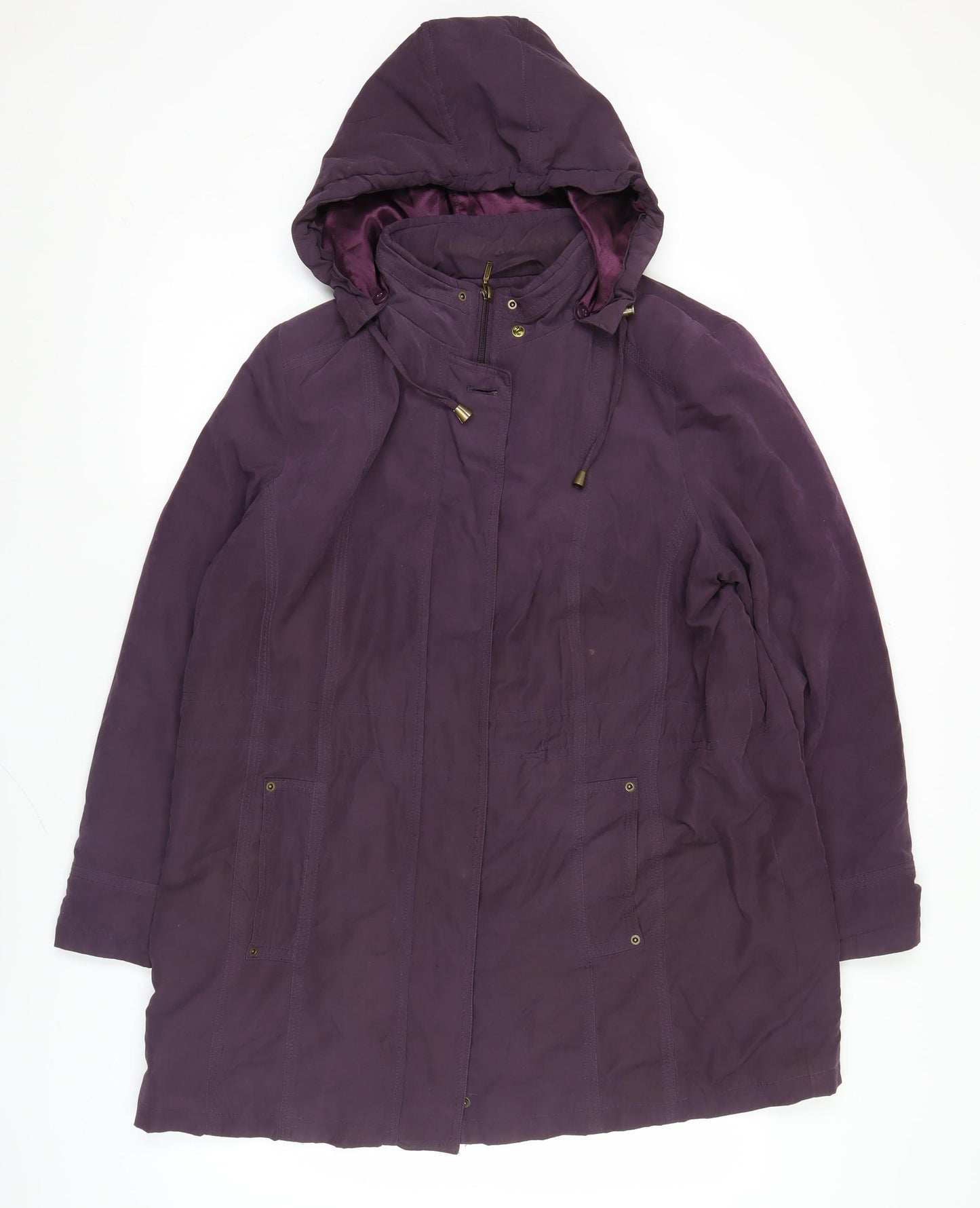 Bm Womens Purple Parka Coat Hooded Mid-Length Size M