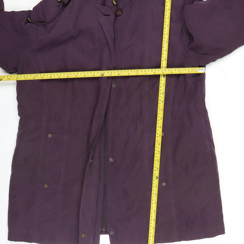 Bm Womens Purple Parka Coat Hooded Mid-Length Size M