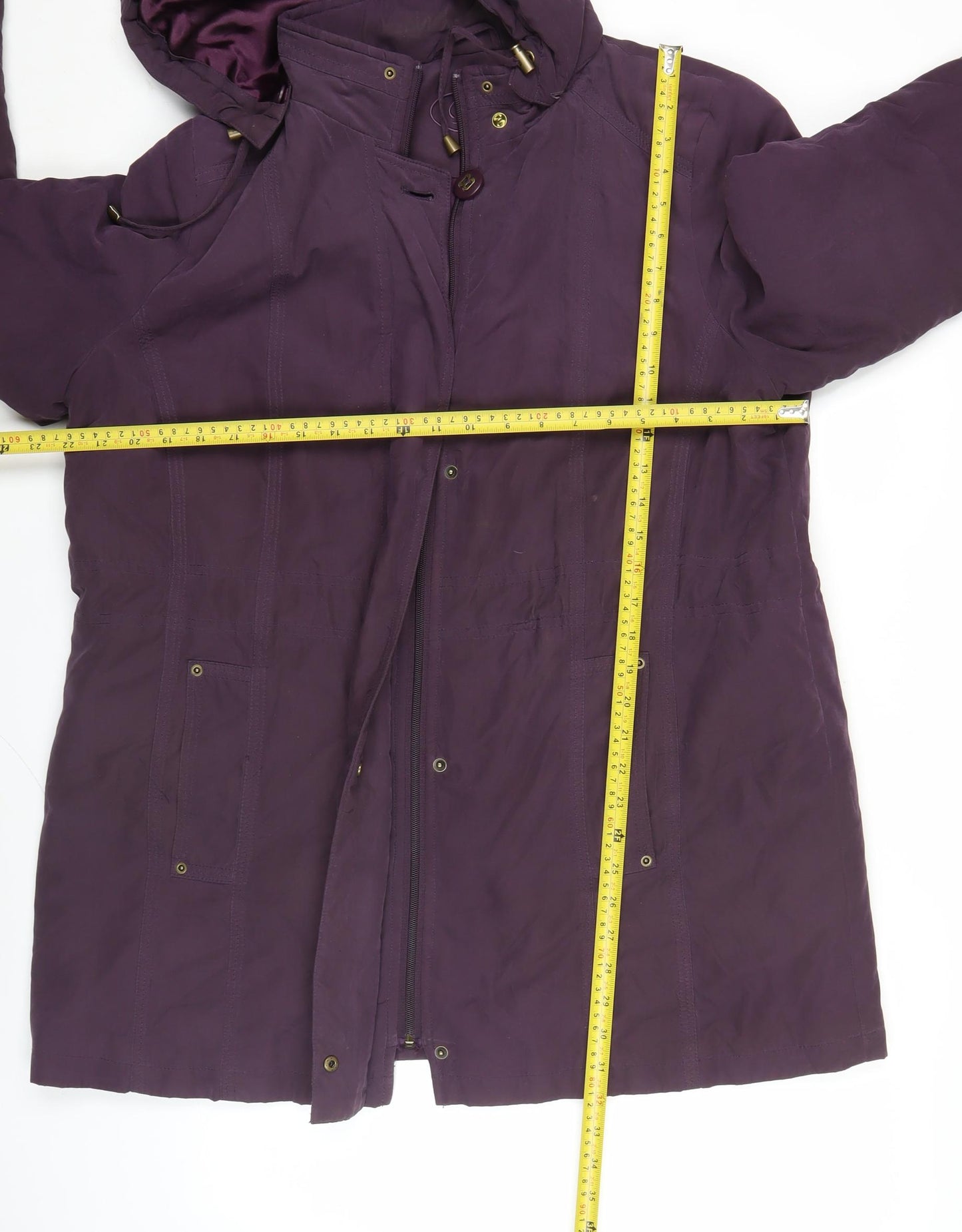 Bm Womens Purple Parka Coat Hooded Mid-Length Size M