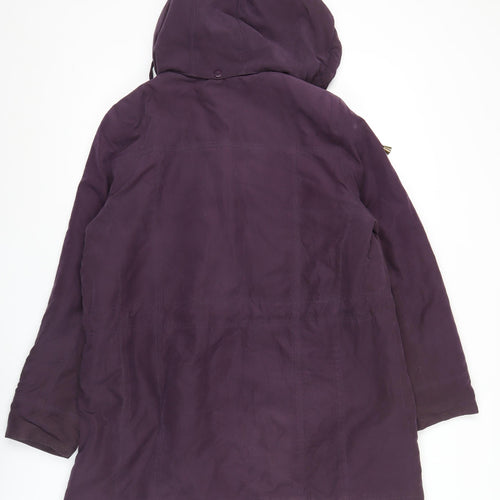 Bm Womens Purple Parka Coat Hooded Mid-Length Size M