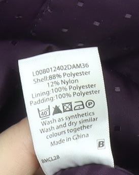 Bm Womens Purple Parka Coat Hooded Mid-Length Size M