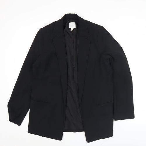 H&M Women Black Blazer UK 10 Regular Fit Workwear Jacket