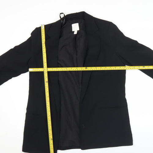 H&M Women Black Blazer UK 10 Regular Fit Workwear Jacket