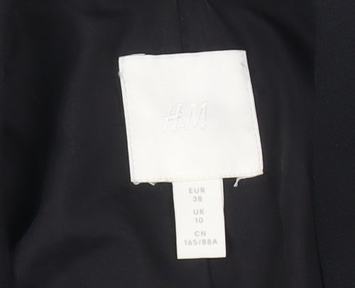 H&M Women Black Blazer UK 10 Regular Fit Workwear Jacket