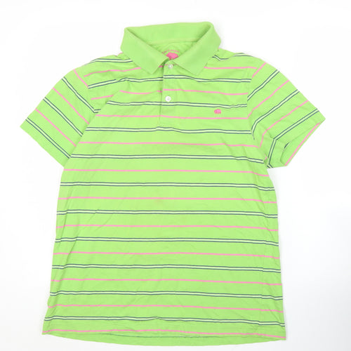 Lee Cooper Men’s Green Striped Polo Shirt Size S Cotton Casual