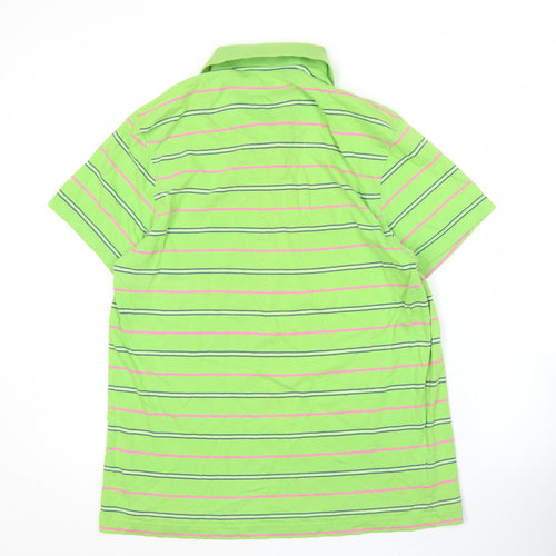 Lee Cooper Men’s Green Striped Polo Shirt Size S Cotton Casual