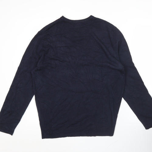 Debenhams Men’s Blue Acrylic V-Neck Pullover Jumper L