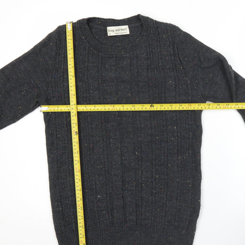 Stag and Hart Mens Grey Cable Knit Acrylic Jumper Size S