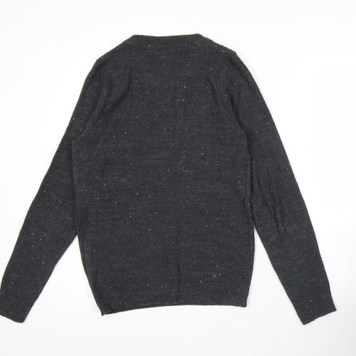 Stag and Hart Mens Grey Cable Knit Acrylic Jumper Size S