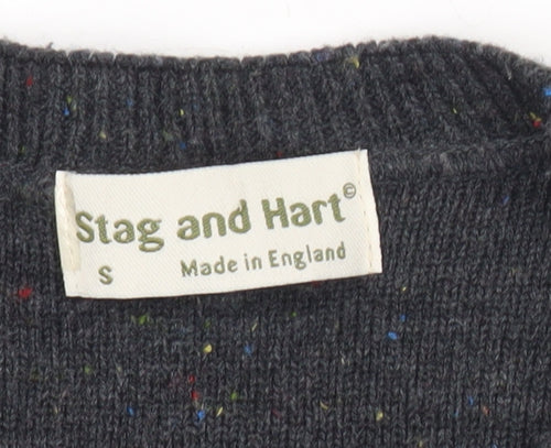 Stag and Hart Mens Grey Cable Knit Acrylic Jumper Size S