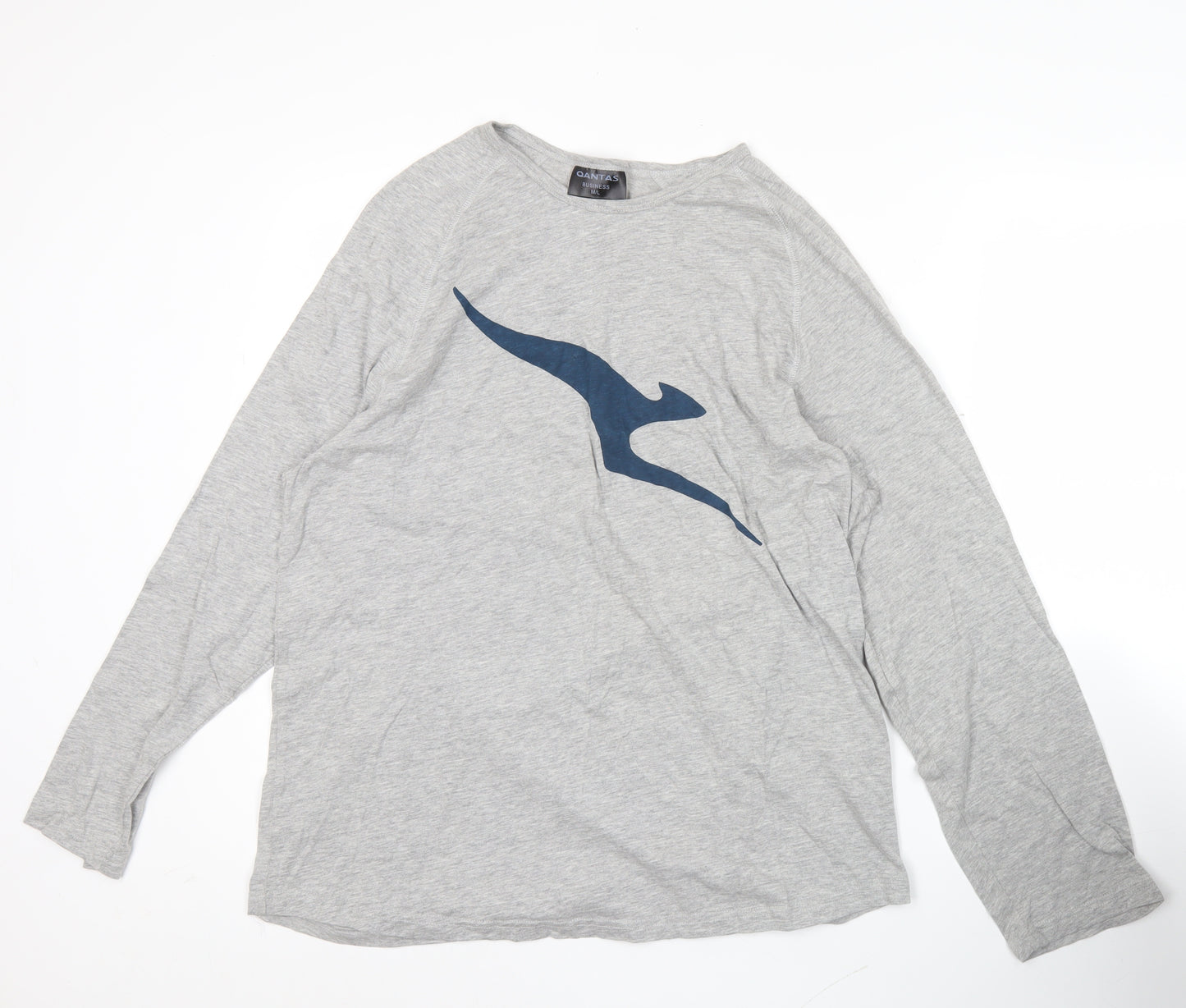 Qantas Men’s Grey Long Sleeve Graphic Travel Shirt Size L