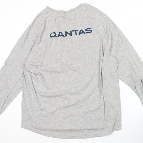 Qantas Men’s Grey Long Sleeve Graphic Travel Shirt Size L