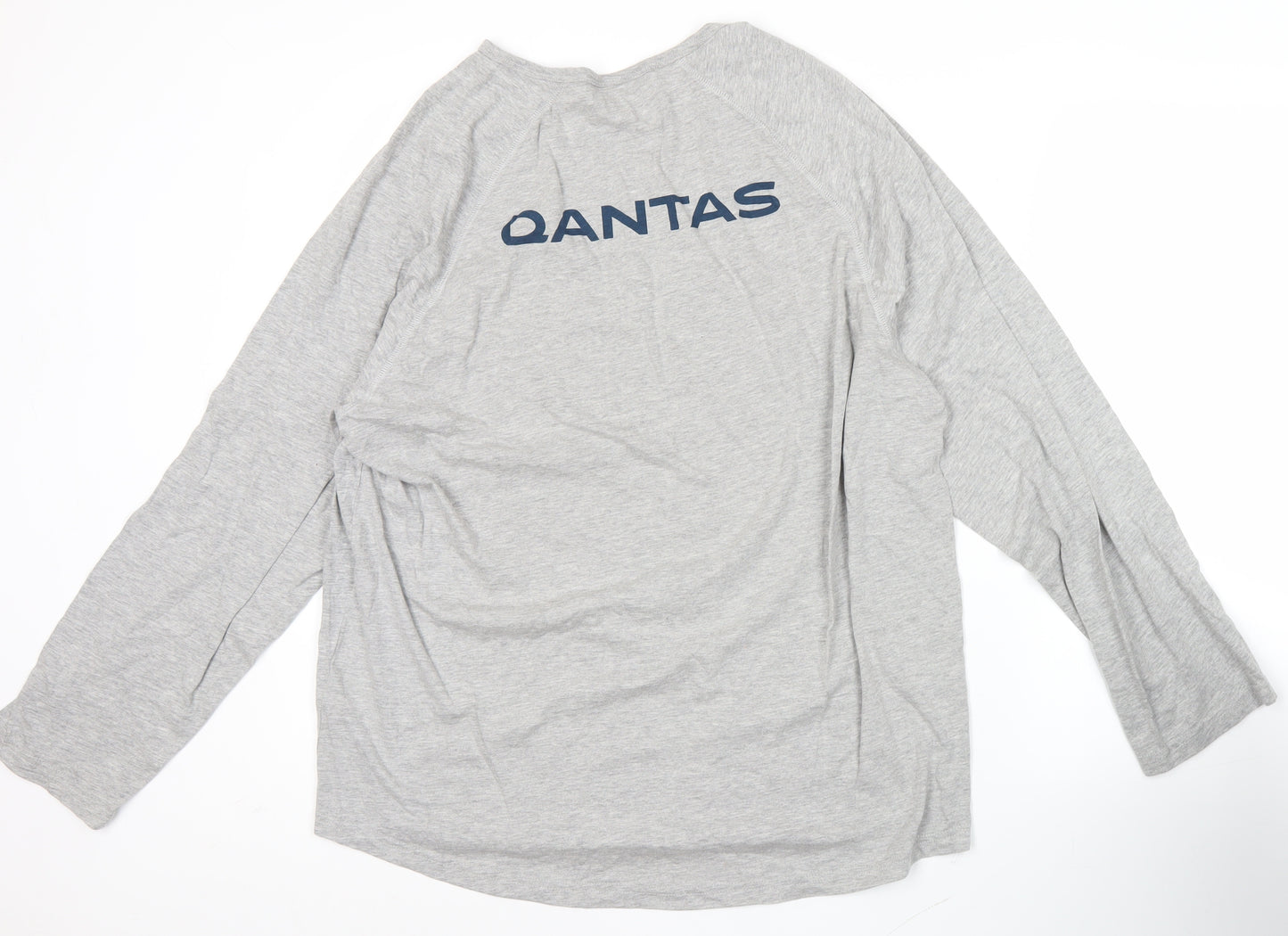 Qantas Men’s Grey Long Sleeve Graphic Travel Shirt Size L