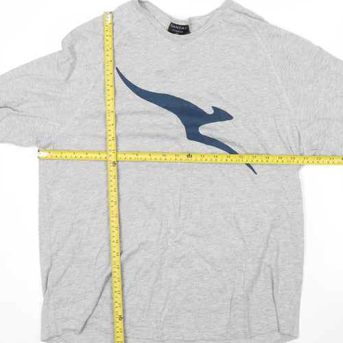 Qantas Men’s Grey Long Sleeve Graphic Travel Shirt Size L