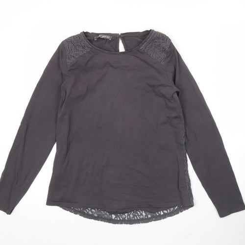 Laura Ashley Womens Black Long Sleeve Lace Blouse UK 8