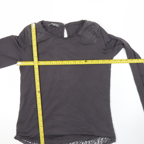 Laura Ashley Womens Black Long Sleeve Lace Blouse UK 8
