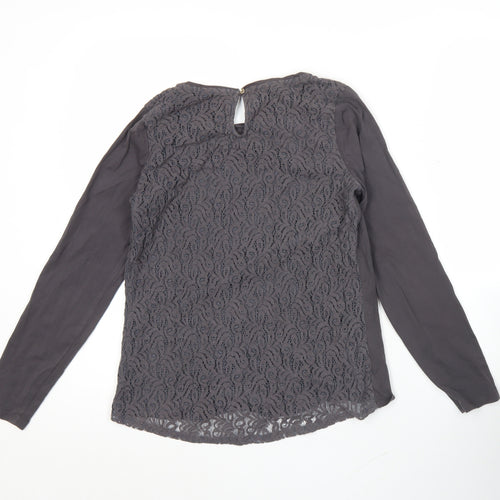 Laura Ashley Womens Black Long Sleeve Lace Blouse UK 8